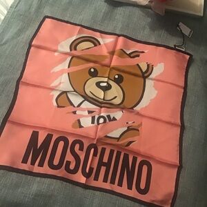 Moschino Bear Pink and Black Scarf .Brand New.Silk